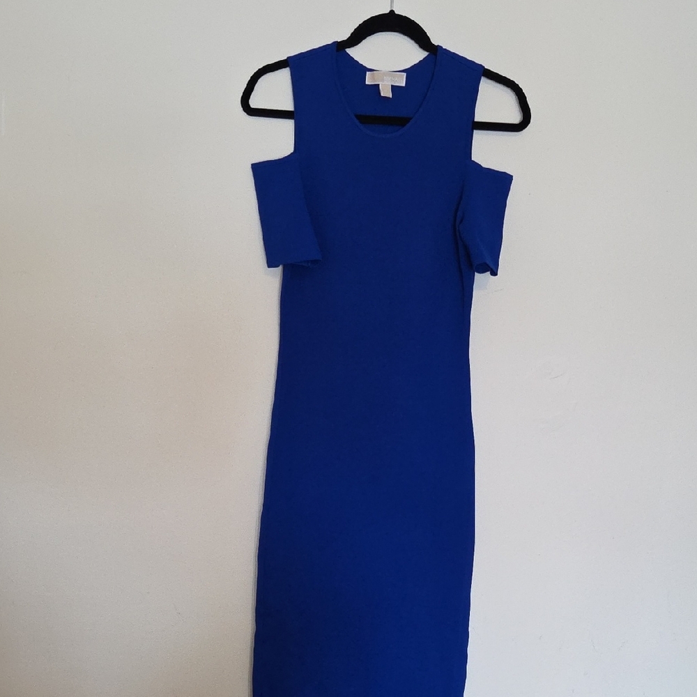 Michael Kors Cold-Shoulder Midi Dress in Royal Blue